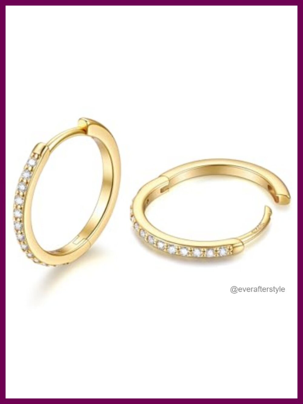 14K Gold Plated Sterling Silver Huggie Hoop Earrings Hypoallergenic Cubic